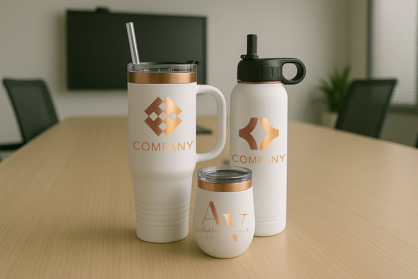 WHITE ROSE TUMBLER SET