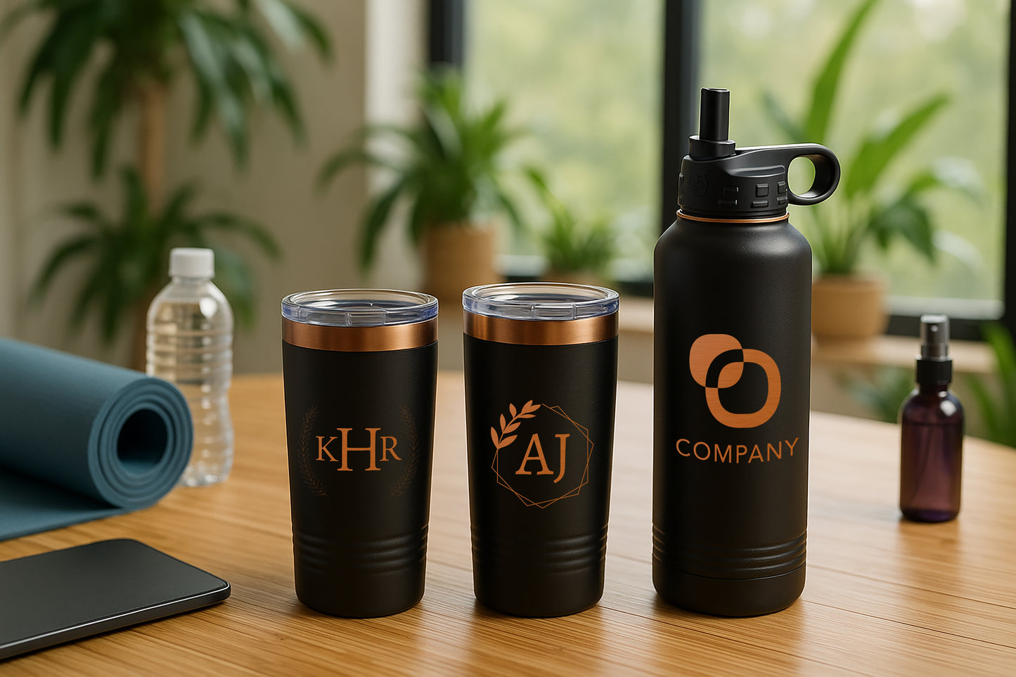 BLACK ROSE TUMBLER SET