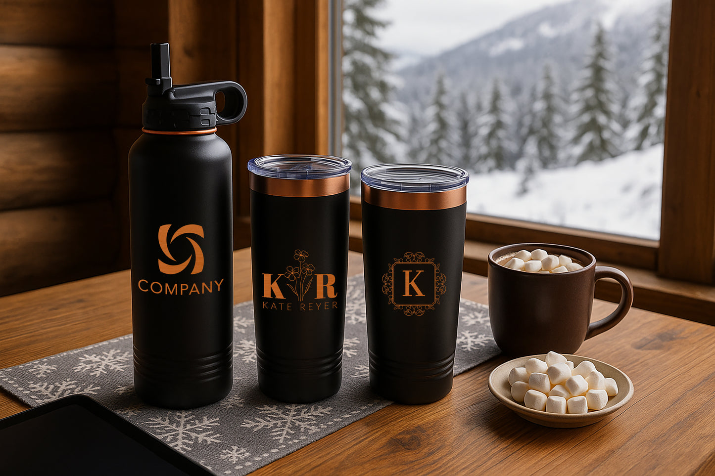 BLACK ROSE TUMBLER SET