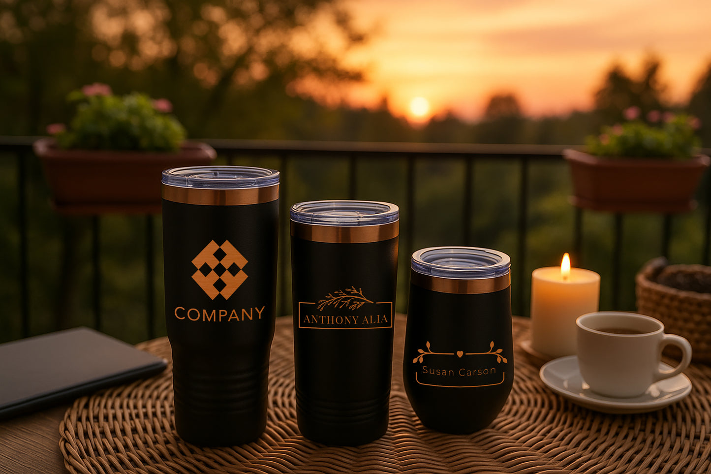 BLACK ROSE TUMBLER SET