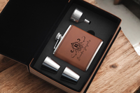 Leather Flask Gift Set
