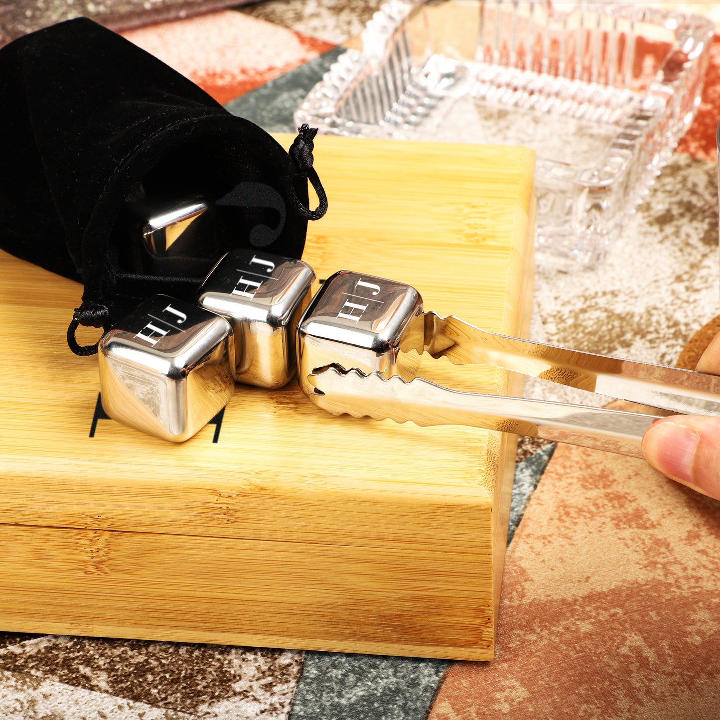 Bamboo Whiskey Stone Set